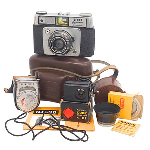 Vintage Ilford Sportsman Camera Bundle Prinzlite Kodak Filters Case & Manual