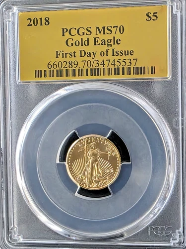 2018 PCGS MS70 1/10th Gold Eagle First Day Of Issue FREE S&H & INS