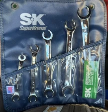 NOS SK Tools USA 381 SAE 1/4-7/8" 5pc Flare Nut Line Wrench Set, 6 Point, Pouch