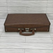 Vintage Brown Service Mfg. Cassette Tape Carrying Case Holder Holds 24 Cassettes