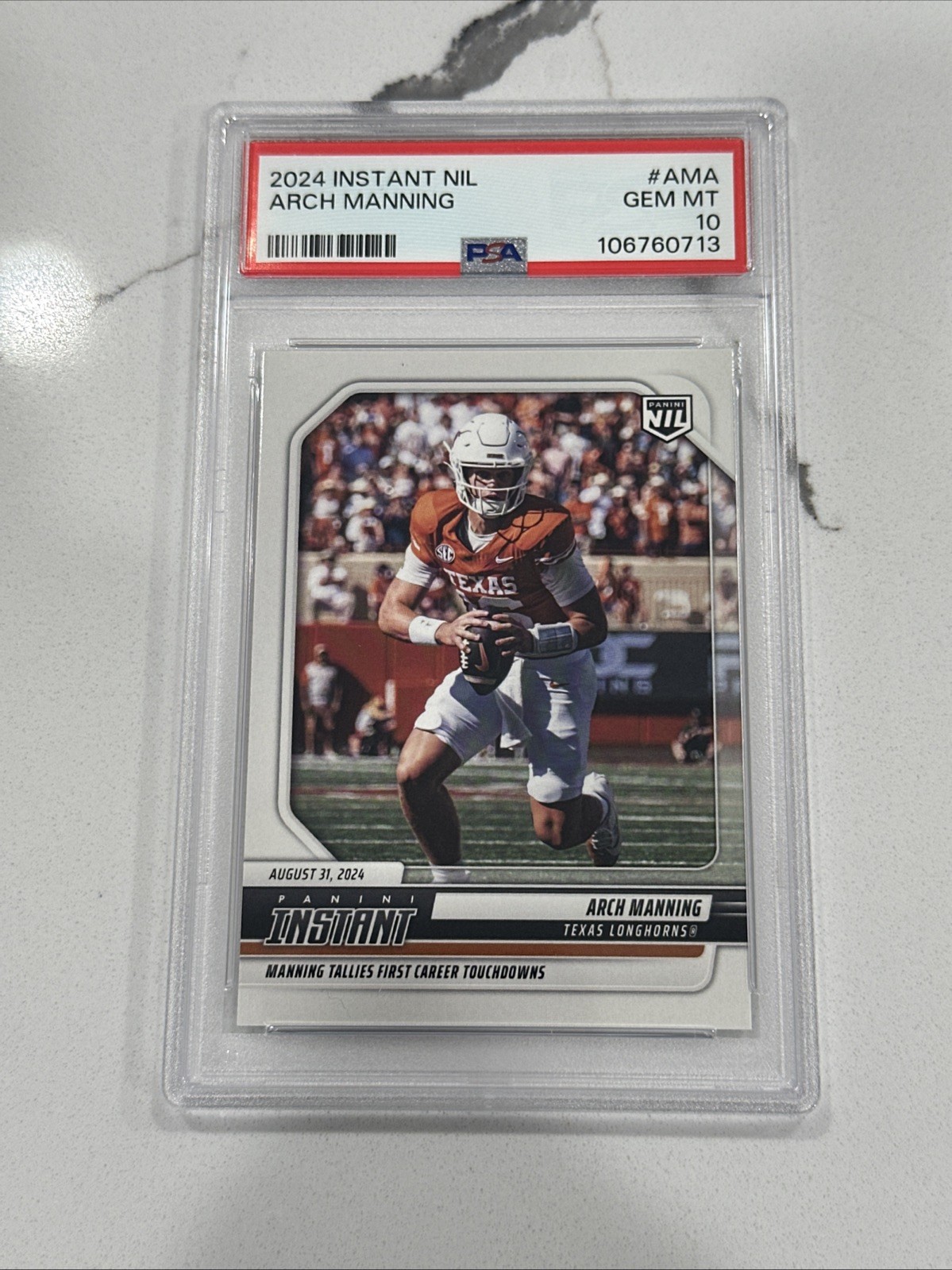 2024 PANINI INSTANT NIL COLLEGE FOOTBALL AMA ARCH MANNING TEXAS LONGHORNS PSA 10