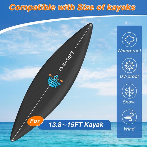 Kayak Cover 600D Canoe Cover for Outdoor Storage Heavy Duty & Waterproof, Fad... - Picture 2 of 7