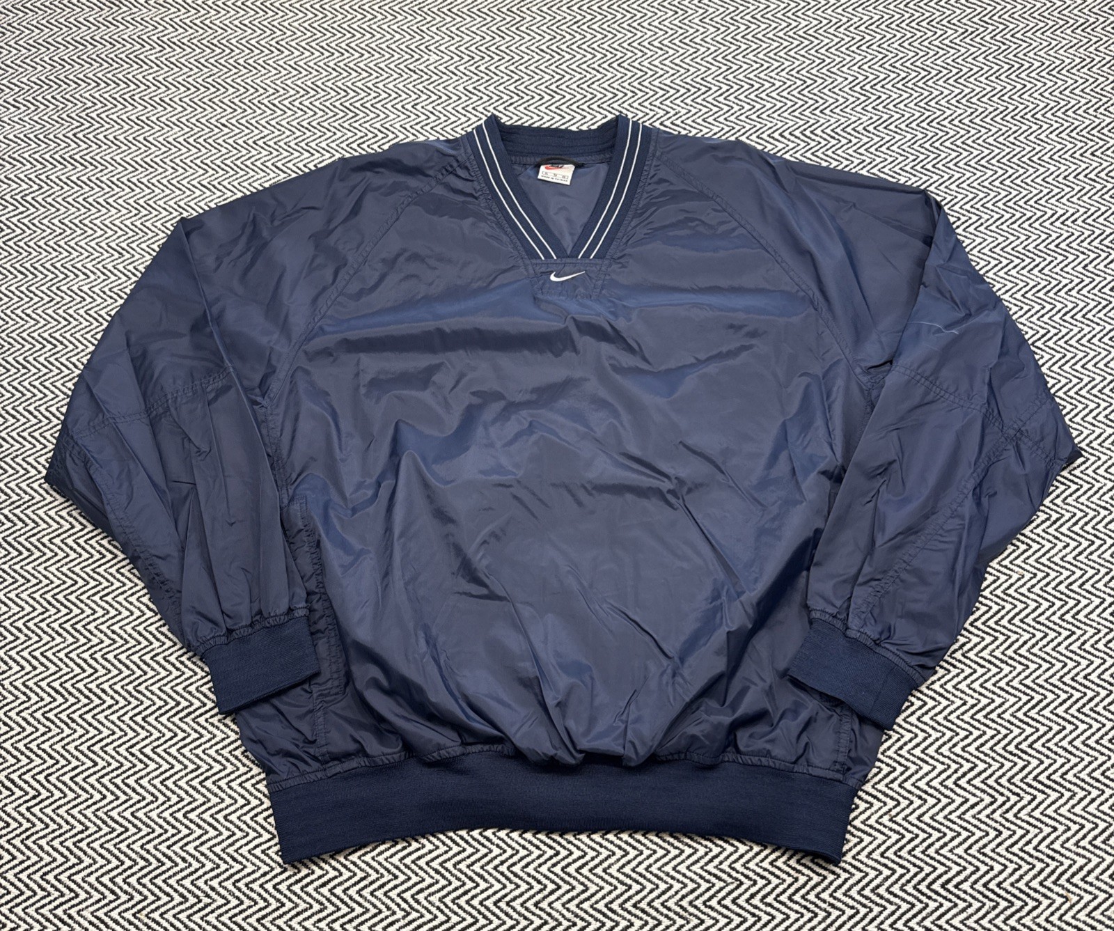 SACAI X NIKE Pullover a vento vintage anni 90 Nike UOMO XL blu navy giacca centrale swoosh con tasche