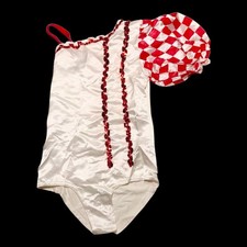 Vintage 60s Harley Quinn Majorette Leotard Batton Twirler Costume Uniform Pagent