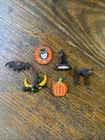 6 Halloween Cute PATCH Sew On Vtg 80s 90s Applique 1” Witch Bat Pumpkin Lot Cat