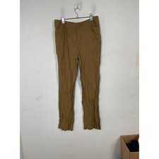 J. Jill Women 12 Brown 100 Linen Genuine Fit At Waist Straight Leg Pants