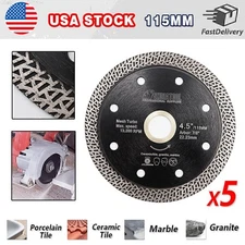 5pcs 4.5 inch Diamond Dry/Wet Saw Blade Grinder Blades Porcelain Cutting Discs .