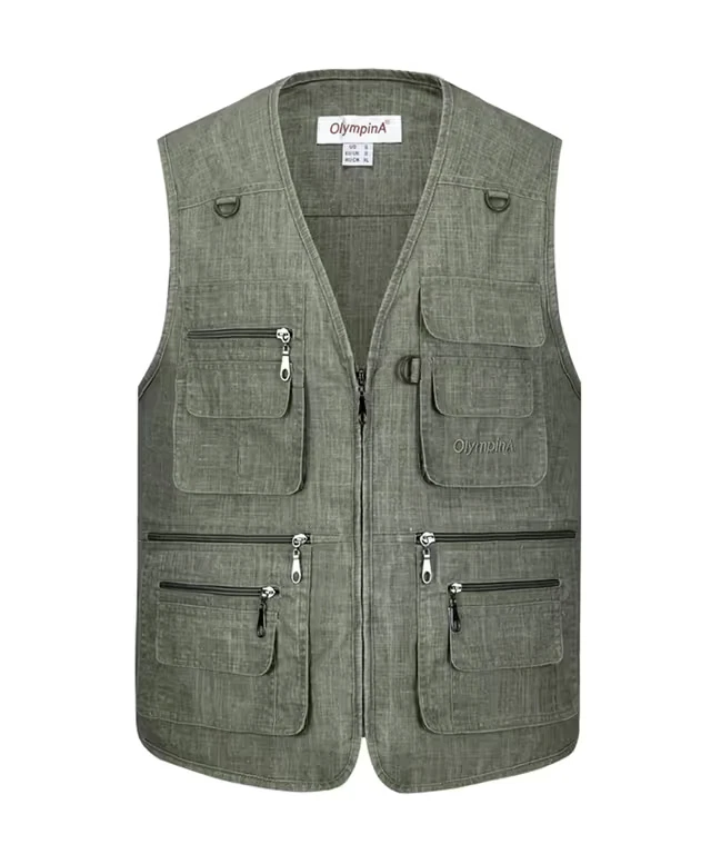 Men's Outdoor Fishing Vest Casual Multi Pocket Utility Gilet Breathable Lightwei