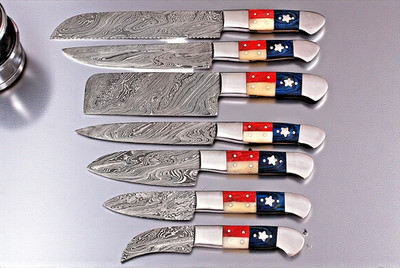 CUSTOM MADE HAND FORGED DAMASCUS STEEL CHEF SET KITCHEN KNIVES 913