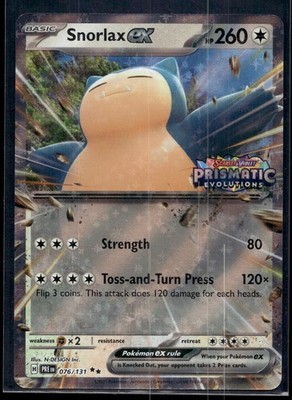 Snorlax ex (Prismatic Evolution Stamped) Holo Double Rare Misc Cards 076/131 NM