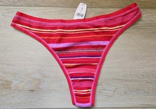 NWT Vintage Victoria's Secret Signature Waistband Striped Cotton Thong Panties M