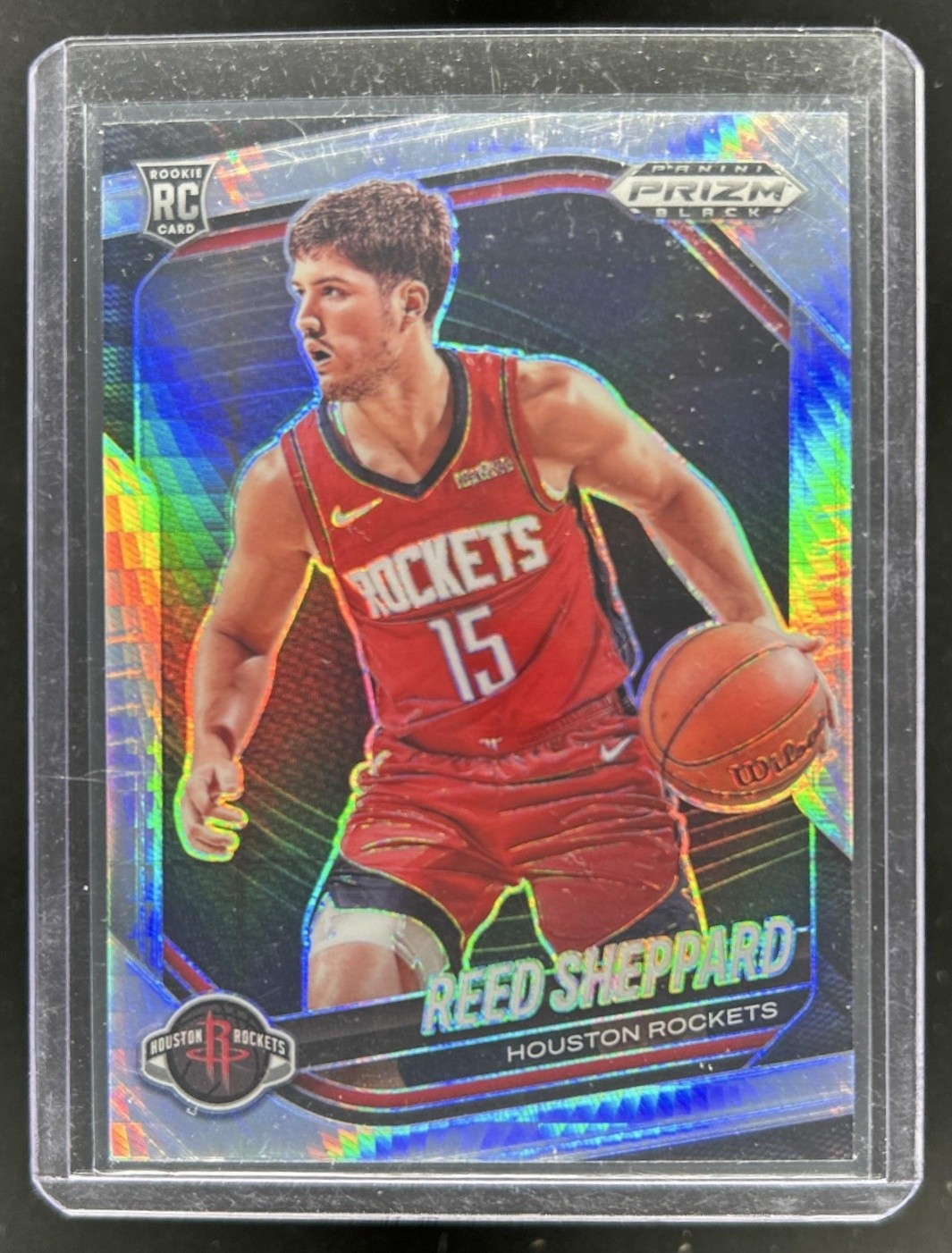 2024-25 Panini Prizm Black Reed Sheppard RC Hyper Prizm Rookie #145 Rockets