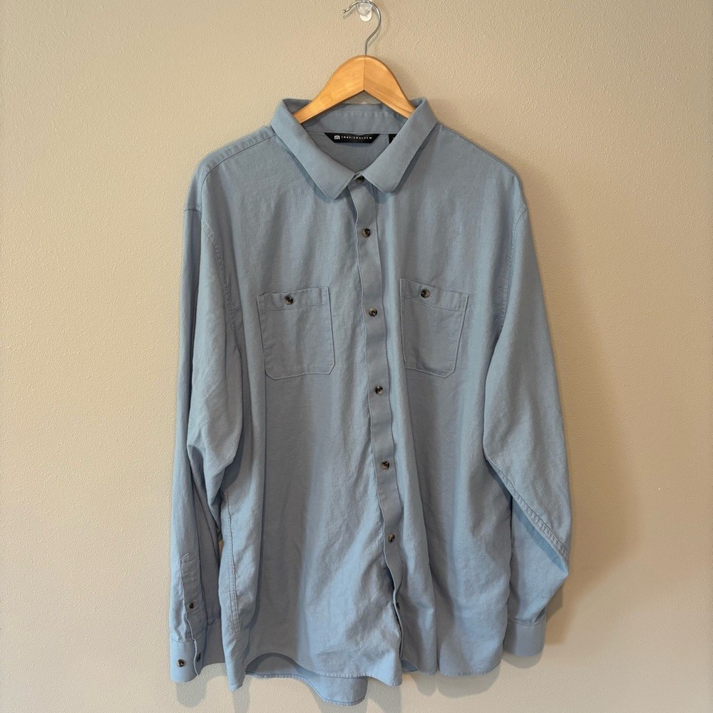 TRAVIS MATHEW Men’s Cloud Flannel Blue Collared Button Up Size XXL