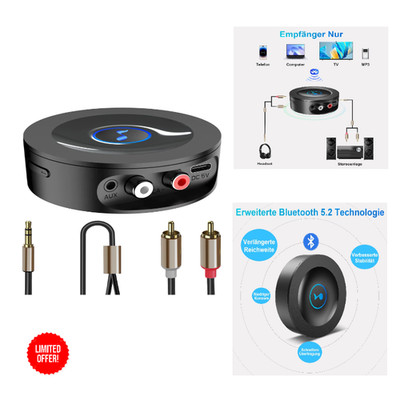 Bluetooth 5.2 HiFi Empfänger für Stereo System, Wireless Audio Empfänger