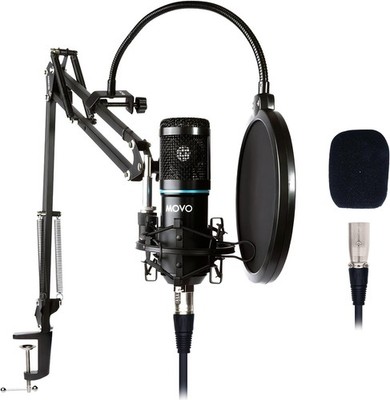 PodPak Podcast Equipment Bundle XLR Condenser Microphone Scissor Arm PC-M6 Black
