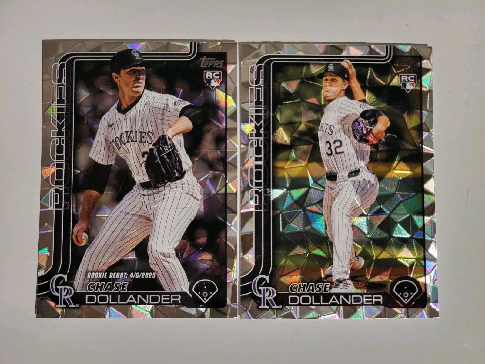 2025 Topps Update Series #US151 Chase Dollander RC + Pro Debut RC Diamante Foil