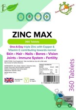 Zink Max Dreifach Zink Kupfer Vitamin C Haare Nägel Hautpflege 360 Tabletten LINDEN UK