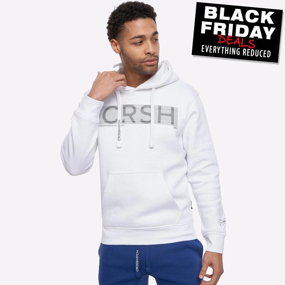 Crosshatch Goldsbury Mens Fashion Desiger Casual Comfy Jumper Hoodie White