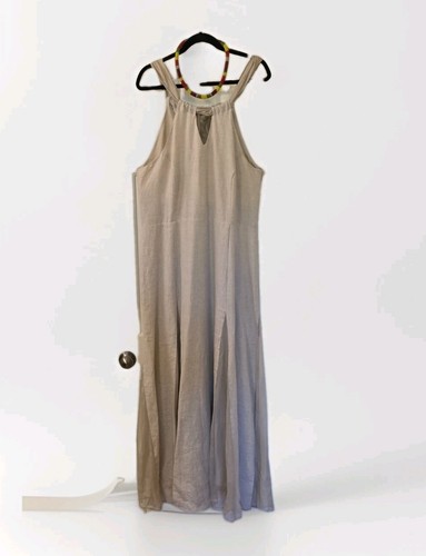 SOFT SURROUNDINGS Soliloquy Linen Silk Maxi Dress Flax Tall Large