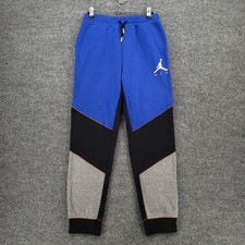 Air Jordan Jogger Boys Large Youth Blue Colorblock Fleece Basketball Sweatpants