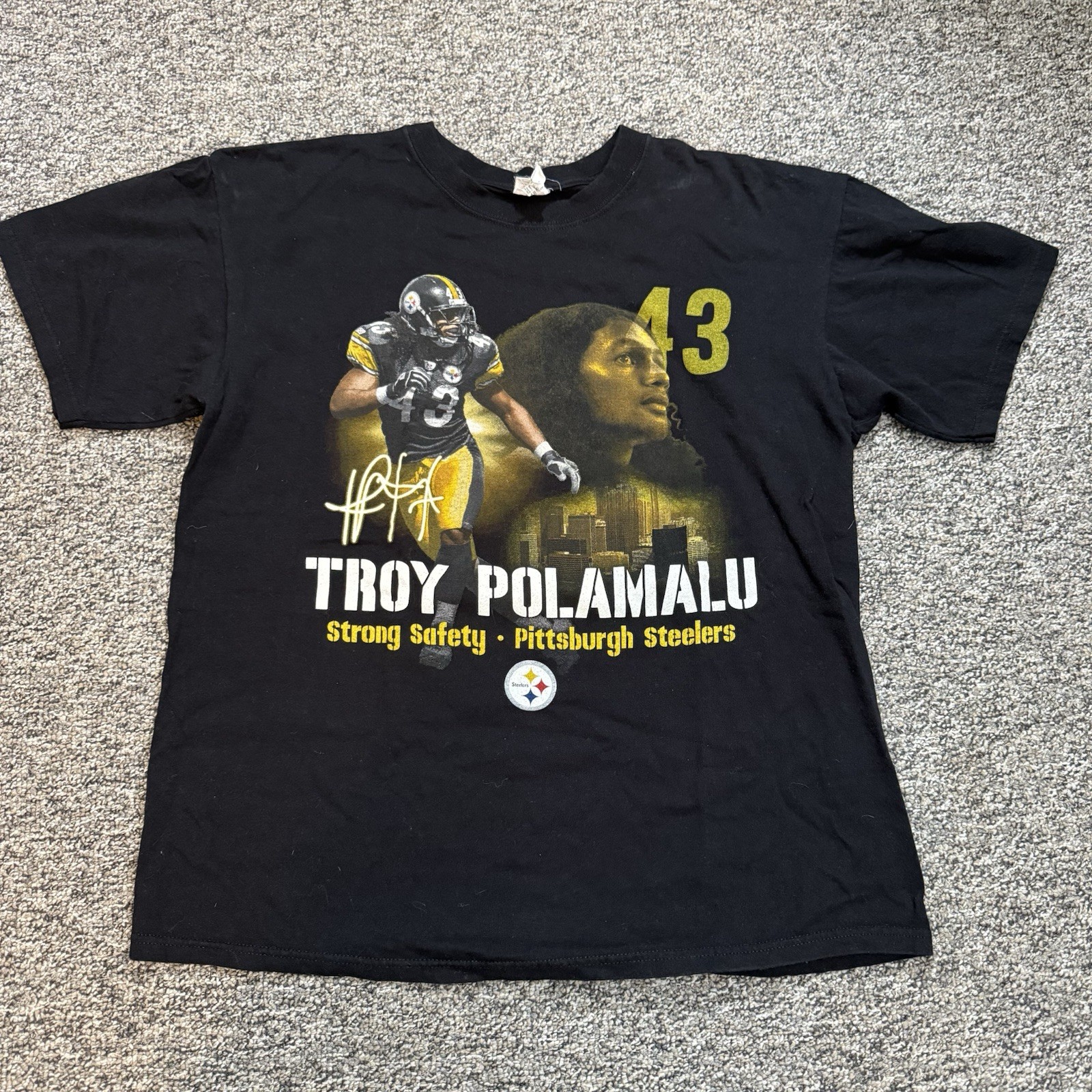 Troy Polamalu Vintage T Shirt Pittsburgh Steelers Size Large