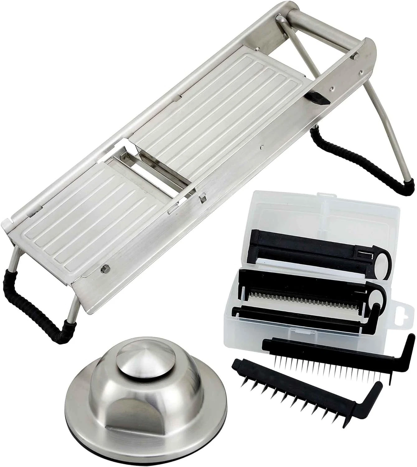 Winware Stainless Steel Mandoline Slicer Set with Protective Hand Guard