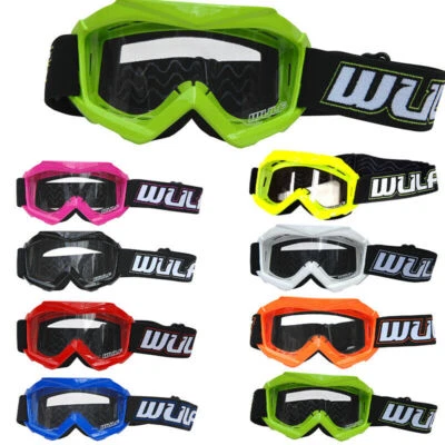 Wulfsport Cub Tech Kids Youth Motorbike Motocross Goggles Red Green Pink Blue