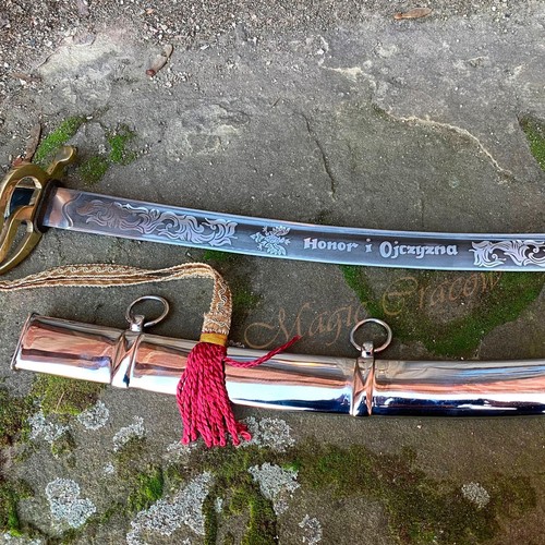 1917 U.S. Cavalry Saber with Engraved Scabbard, Radziwillowka Sword, Military - Picture 4 of 4