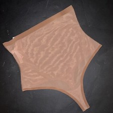 NWT Victoria's Secret L HIGH-WAIST THONG panty Brown Mesh ANGEL SHAPEWEAR