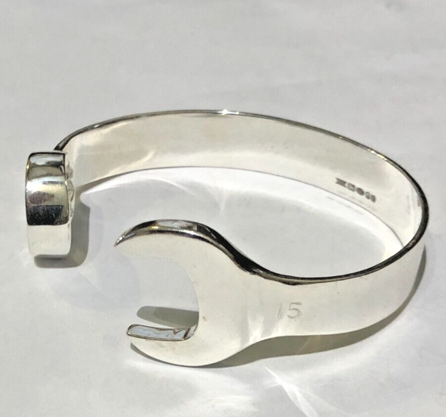 Sterling SILVER Mens SPANNER BANGLE WRENCH Bracelet 925 HALLMARK
