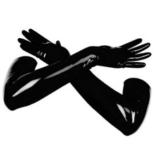 Rubber Arm Long Mittens Fingered Gloves Black Long Gloves Outfits Long Latex