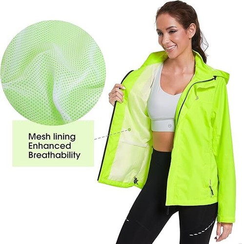 FitsT4 Sports Women's Waterproof Cycle/Run Jacket Mesh Lined Rain Jacket, Yellow - Picture 6 of 7