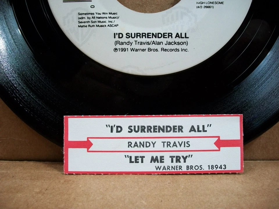 Randy Travis - I'd Surrender All/Let Me Try (45 RPM, 1991, Warner Bros.) - Image 3 of 4