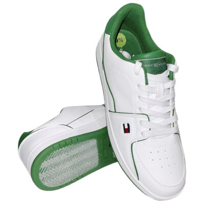 NWT TOMMY HILFIGER MEN'S WHITE LEATHER LACE UP SNEAKERS SHOES SIZE 10  10.5
