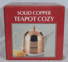 OLD WORLD DESIGN SOLID COPPERWARE TEAPOT COZY W/ CERAMIC TEAPOT NEW IN BOX