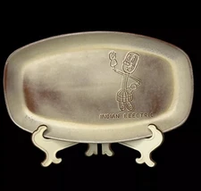 Vintage Frankoma Pottery Indian Electric Advertising Platter 12"x7" Cleveland