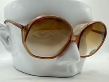 New 1970s Vintage Oversize Sunglasses NOS Large Round Plastic Brown Fade Lens