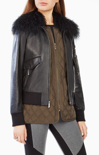 PANDORA FUR COLLAR LEATHER JACKET SZ 