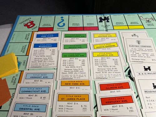 Vintage 1985 Monopoly Deluxe Anniversary Edition Game Complete Gold Tone Tokens - Picture 10 of 16
