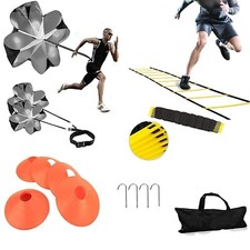 Speed Agility Training Kit-12 Rung 20Ft Agility Ladder, 5 Round Training Cone...
