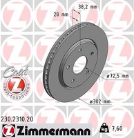 2X Zimmermann 230.2310.20 Bremsscheibe FüR Chrysler Dodge Fiat VW