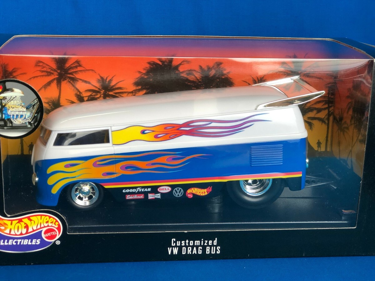 HOT WHEELS VW CUSTOMIZED DRAG BUS 1/18 DIE-CAST 100% COLLECTIBLES