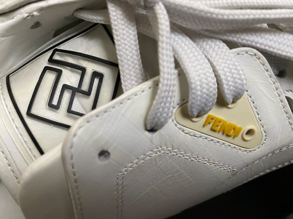 Fendi white leather trainers rubber shoes monogram double F size 7 Italy low cut 7E1392AK1QF1HGQ_02?wid=2000&  main image 4