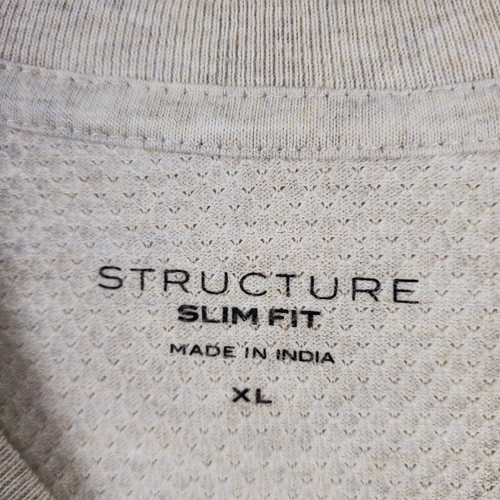 Structure Shirt Mens Extra Large Beige Crew Neck Long Sleeve Slim Fit Thermal - Picture 7 of 14