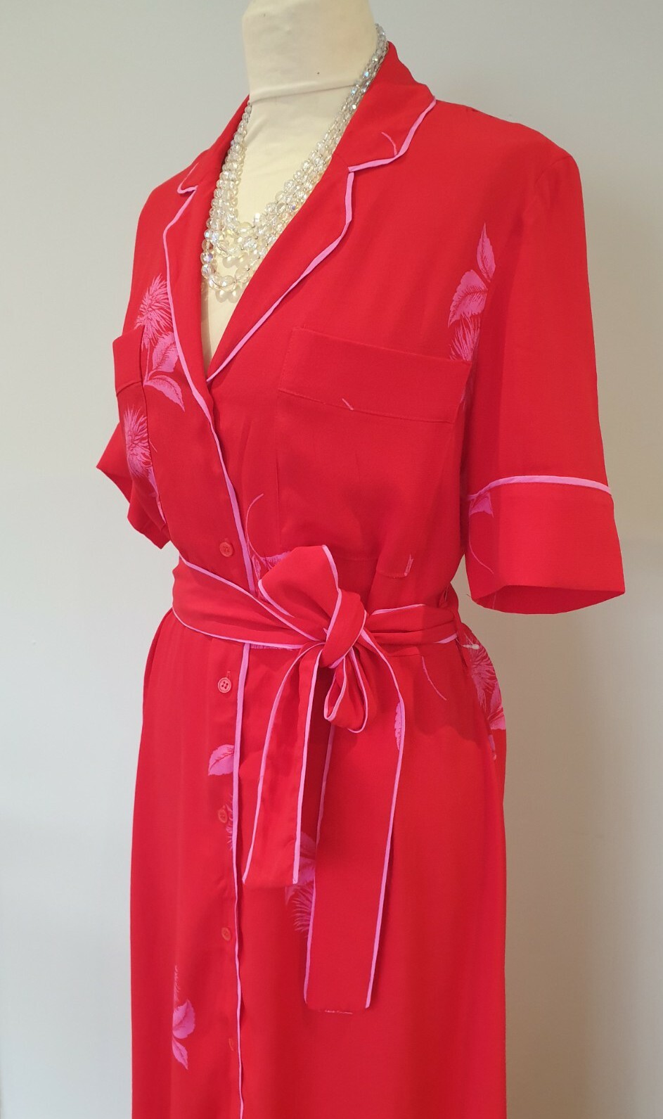 Vintage 1930s Oriental Style Red Dress Size 18 Emma Willis eBay