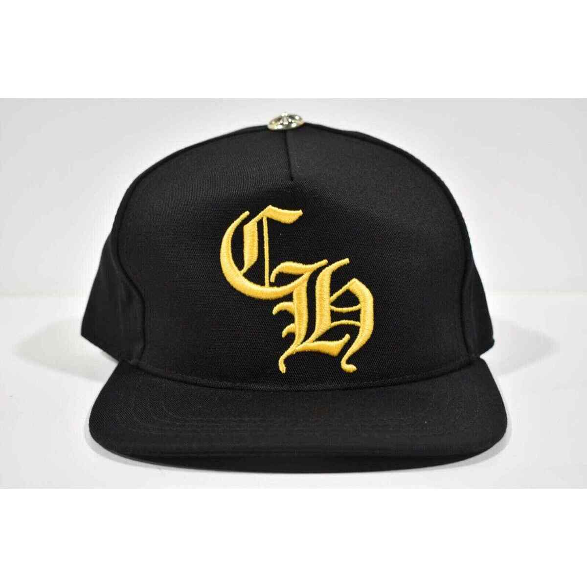 Chrome Hearts CH Logo Trucker Black Yellow Baseball Cap Chrome Hearts CH Logo Trucker Black Yellow Baseball Cap