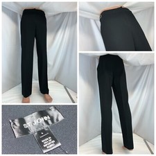 St. John Pants Sz 6 Black Viscose Nylon Gold Belt Bootcut 33  Md USA YGI K0-219