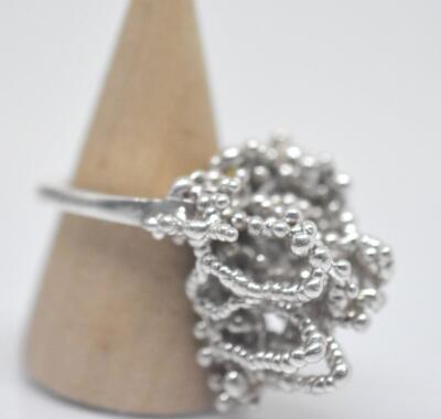 SCHWERES Studio handgefertigter massiver Sterlingsilber Freiform Perlenöffnungsring