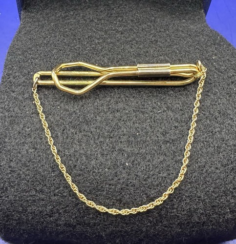 TIE CLIP GOLD PLATED, 10K CHAIN VINTAGE (451) - Picture 11 of 14
