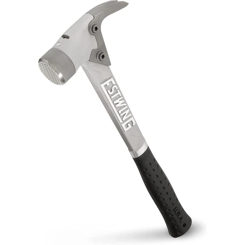 Aluminum Framing Hammer - 14 oz Straight Rip Claw with Milled Face & Shock